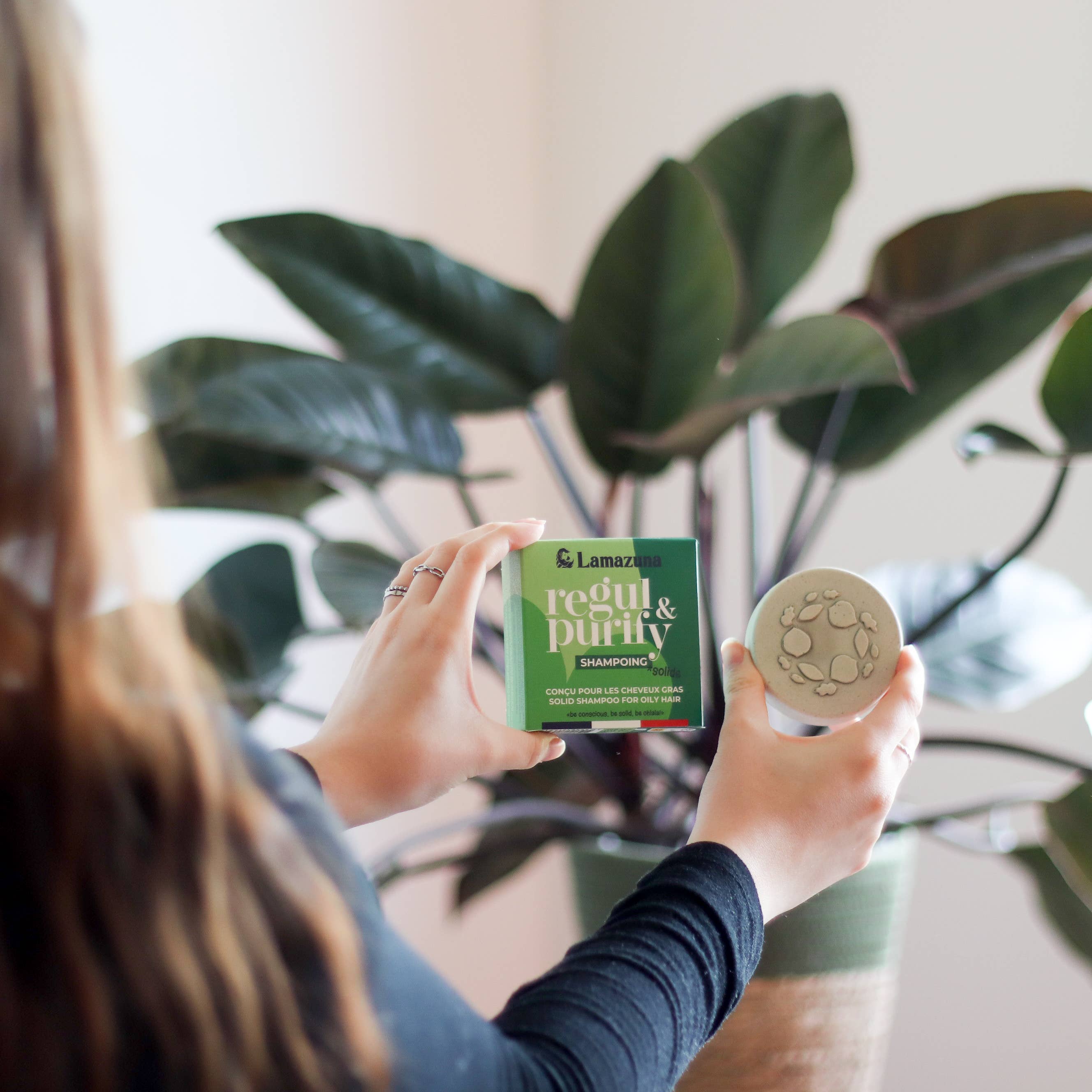 LAMAZUNA - Wholesale Shampoo Puck/Solid Shampoo - Oily hair shampoo - Green clay & spirulina - Regul & purify5