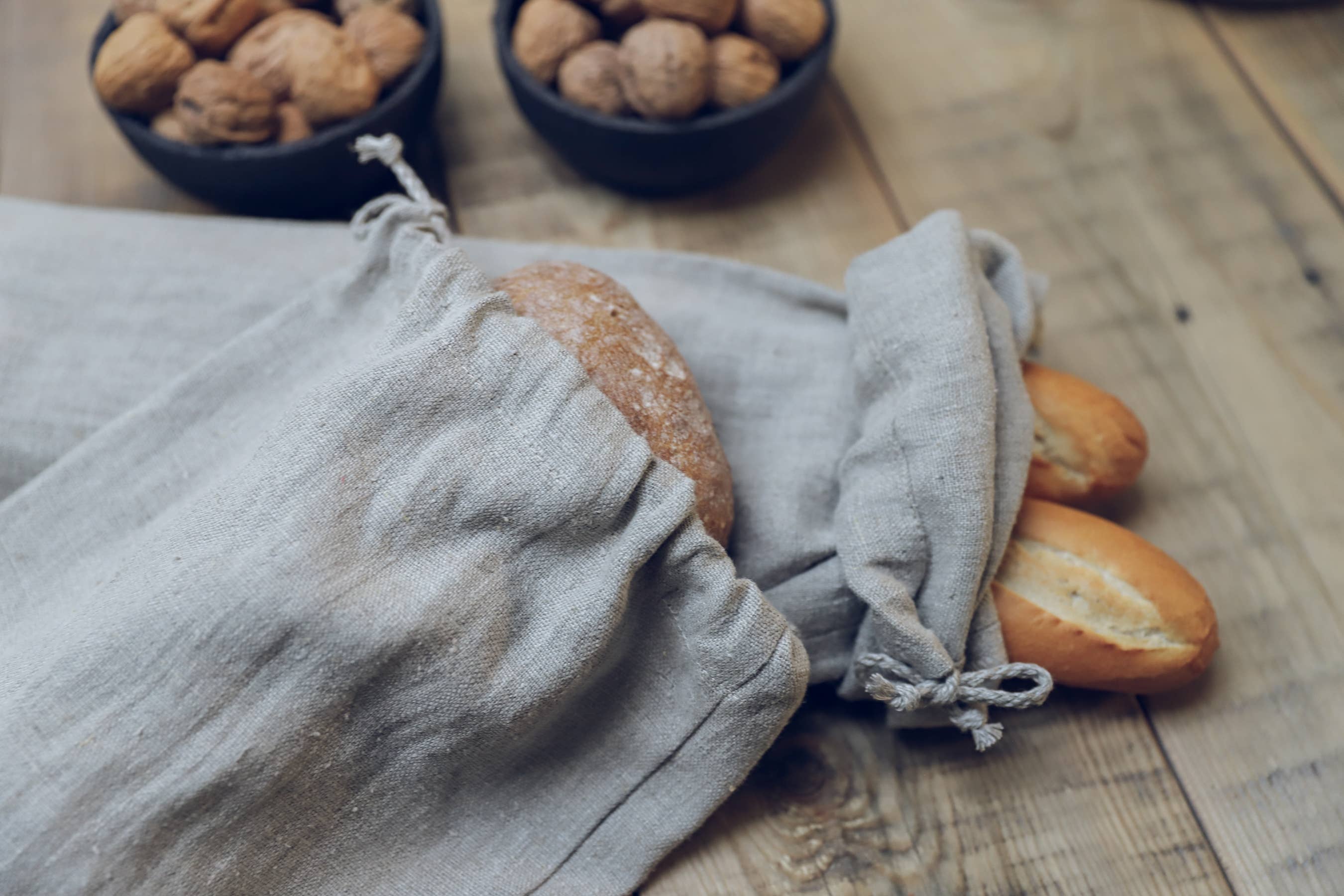 Epic Linen - Vendita all'ingrosso Involucro/sacchetto per alimenti - Sacchetto di pane in lino a lievitazione naturale, borsa baguette in pagnotta pesante2