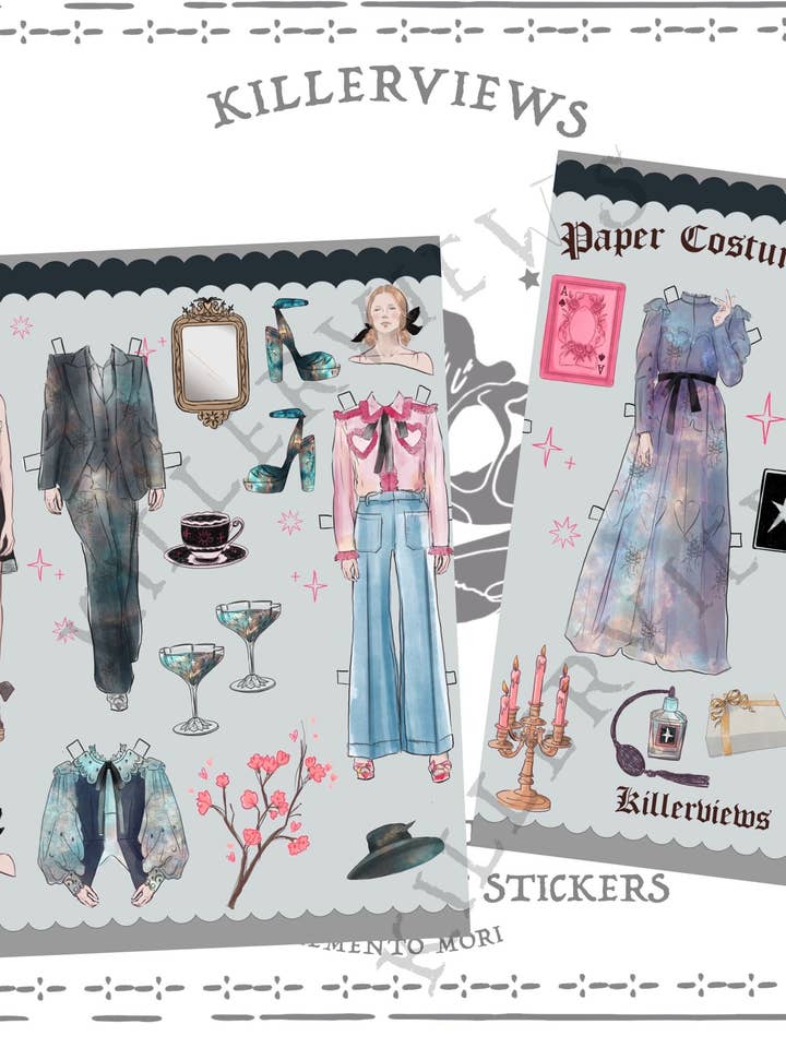 Paper costumes ethereal inspired sticker sheet for journal kit stationery and planner planners for wholesale by Killerviews