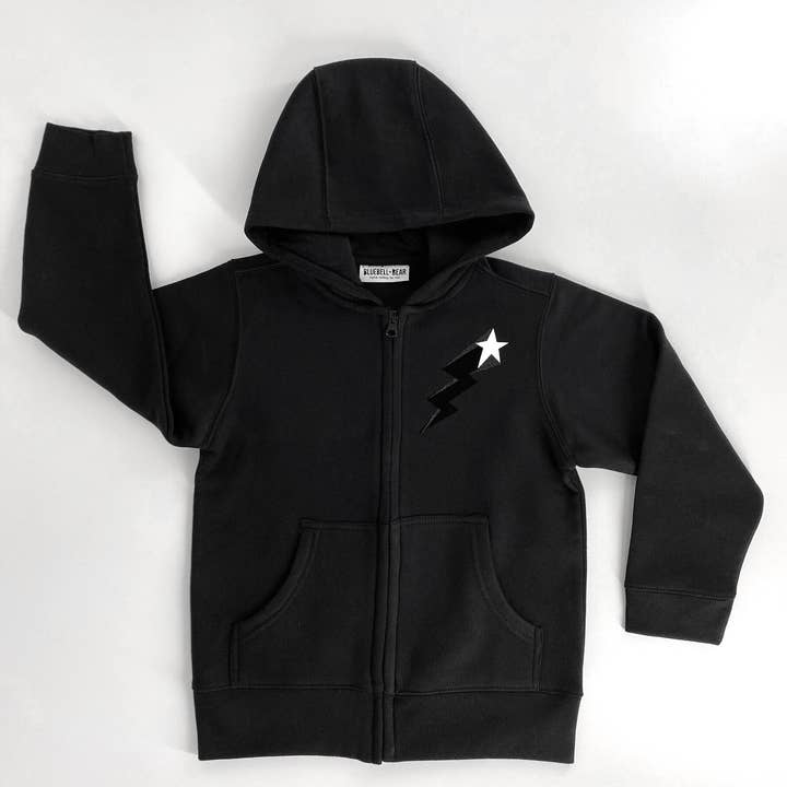 Moletom com capuz Cubs Organic\ u2018 Shooting Bolt Star, estampa com zíper por atacado de Bluebell + Bear