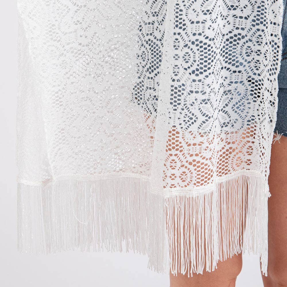 Sensibling Corp. – wholesale Swim cover-up – Women’s – Flower Pattern Crochet Lace Tassel Cover Up Poncho9