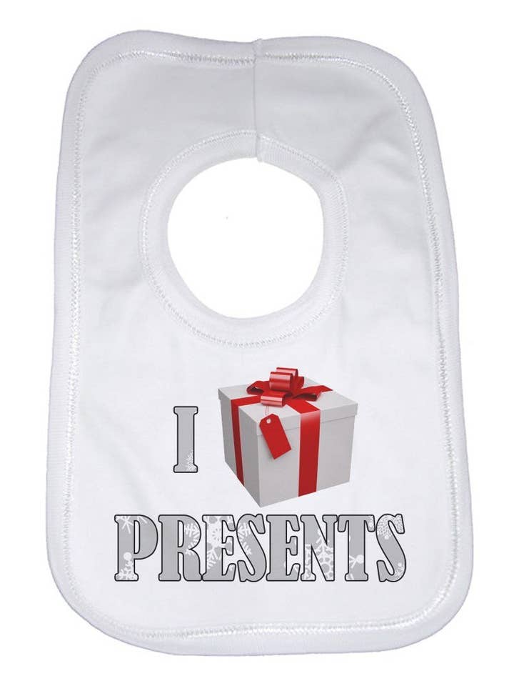 I Love Presents Gift Baby Bib for wholesale by Little Ratbag