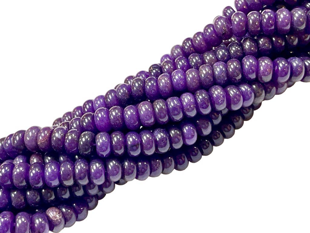 TRIVENI USA INC - Wholesale Beads - 10mm Purple Sugulite Quartz Gemstone Rondelle Beads Strand2