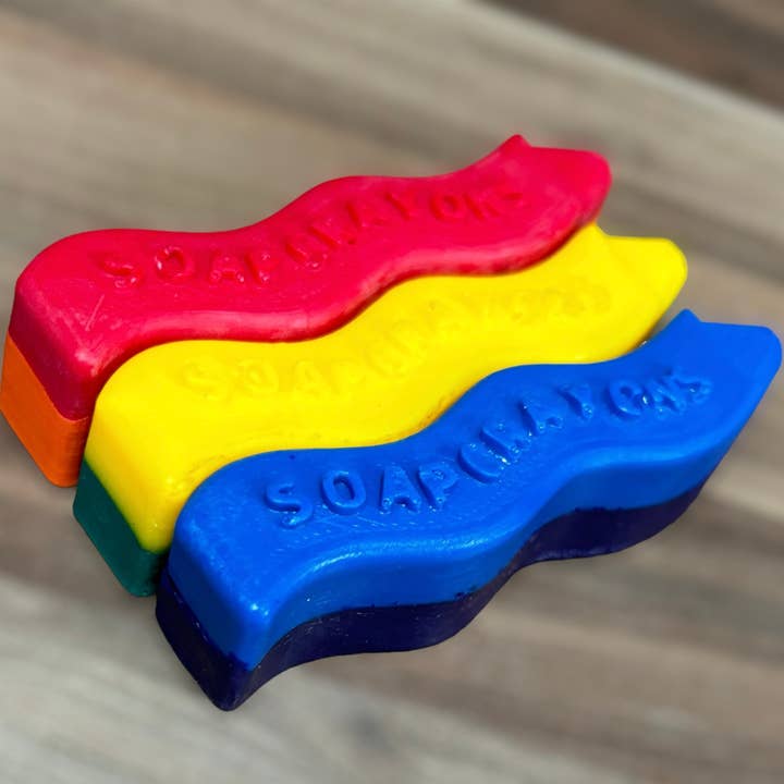 Dual Colour Soap Crayons - Packs of 3 for wholesale by The Handmade Earth