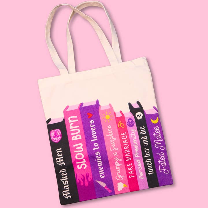 Bookish Trope Canvas Tote for Book Lovers and Romance Reader for wholesale by Miessol