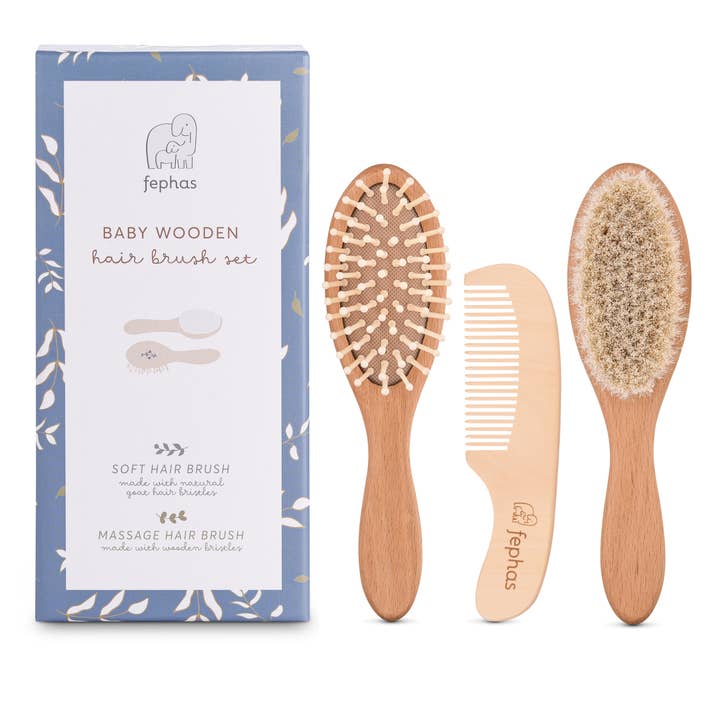 Fephas - Wholesale Hair Brush/Comb Set - Kids & Baby - Wooden Baby Hair Brush Set7