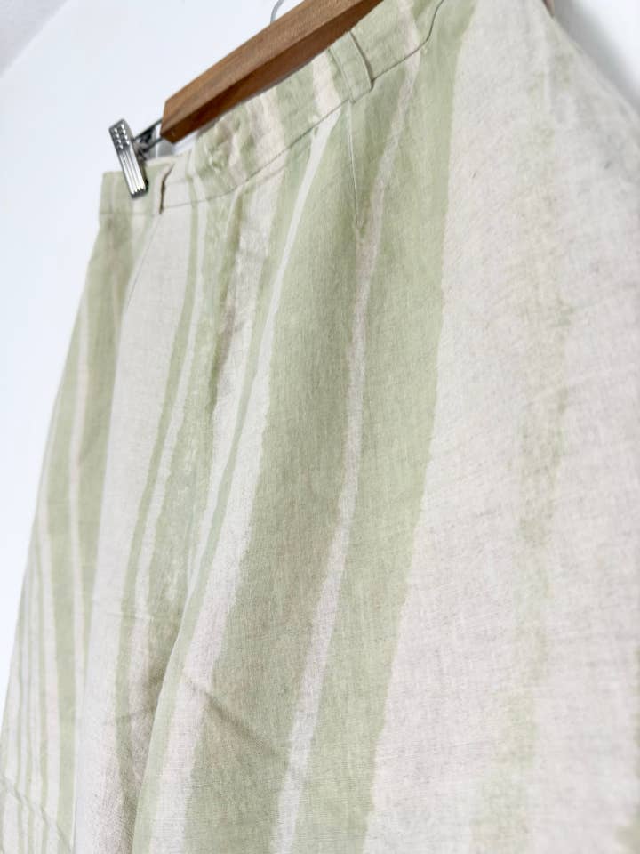 again & again - Wholesale Pants - Women's - Green Stripe Linen Trousers4