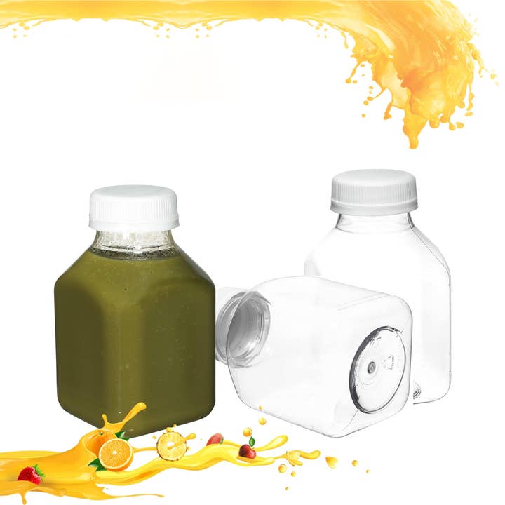EcoQuality - Wholesale Milk/Juice Bottle - 8oz Empty Clear Plastic Juice Bottles
