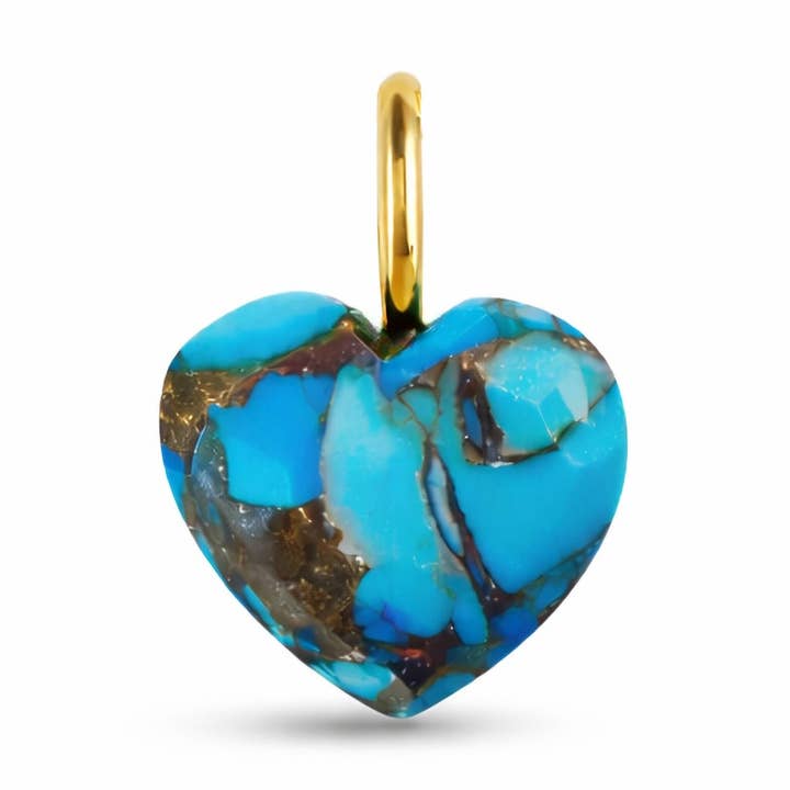 Heart of Stone Natural Turquoise Heart Charm for wholesale by Jūratė Los Angeles