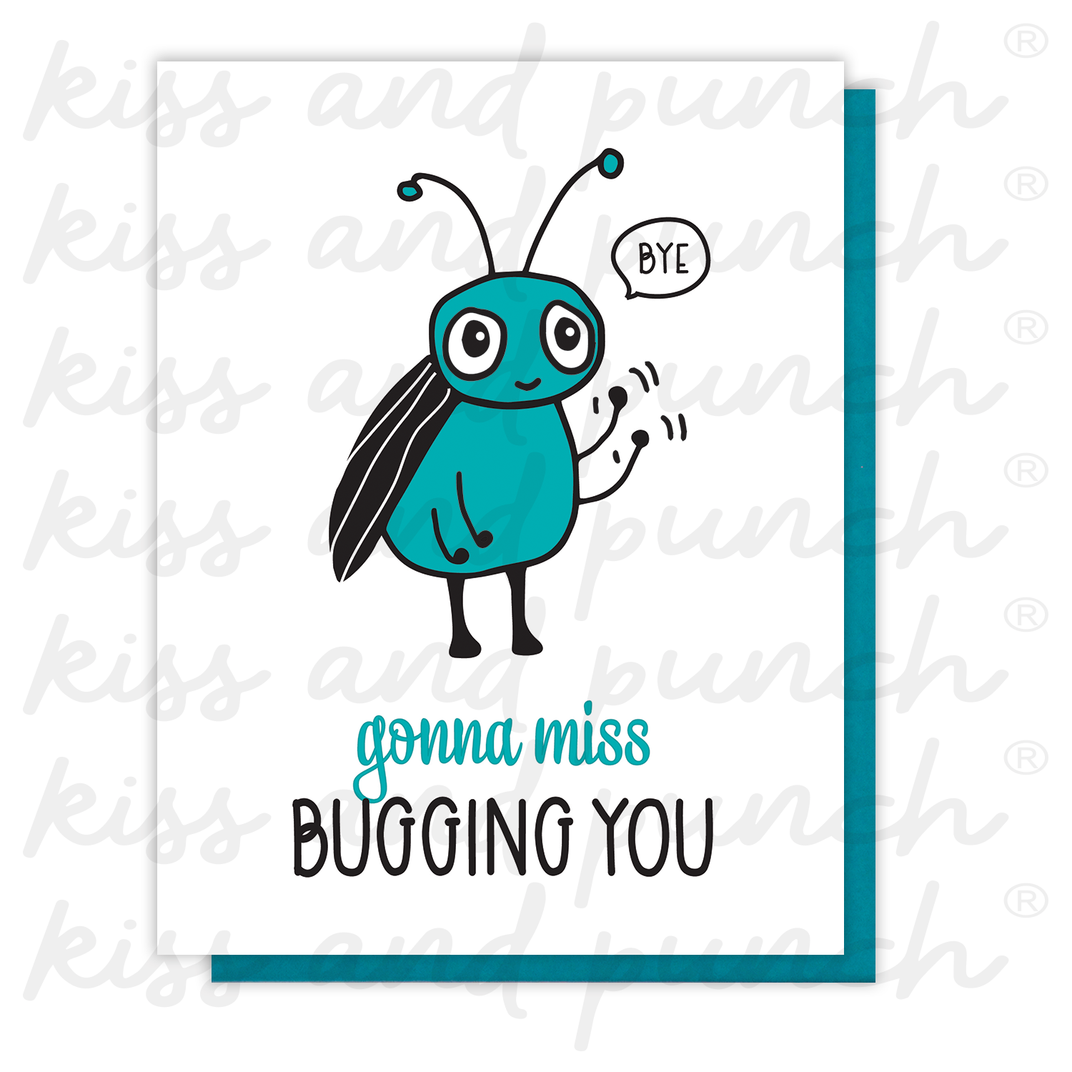 Kiss and Punch - Wholesale Vaarwelkaartje - Funny Goodbye Miss Bugging You Letterpress Card1
