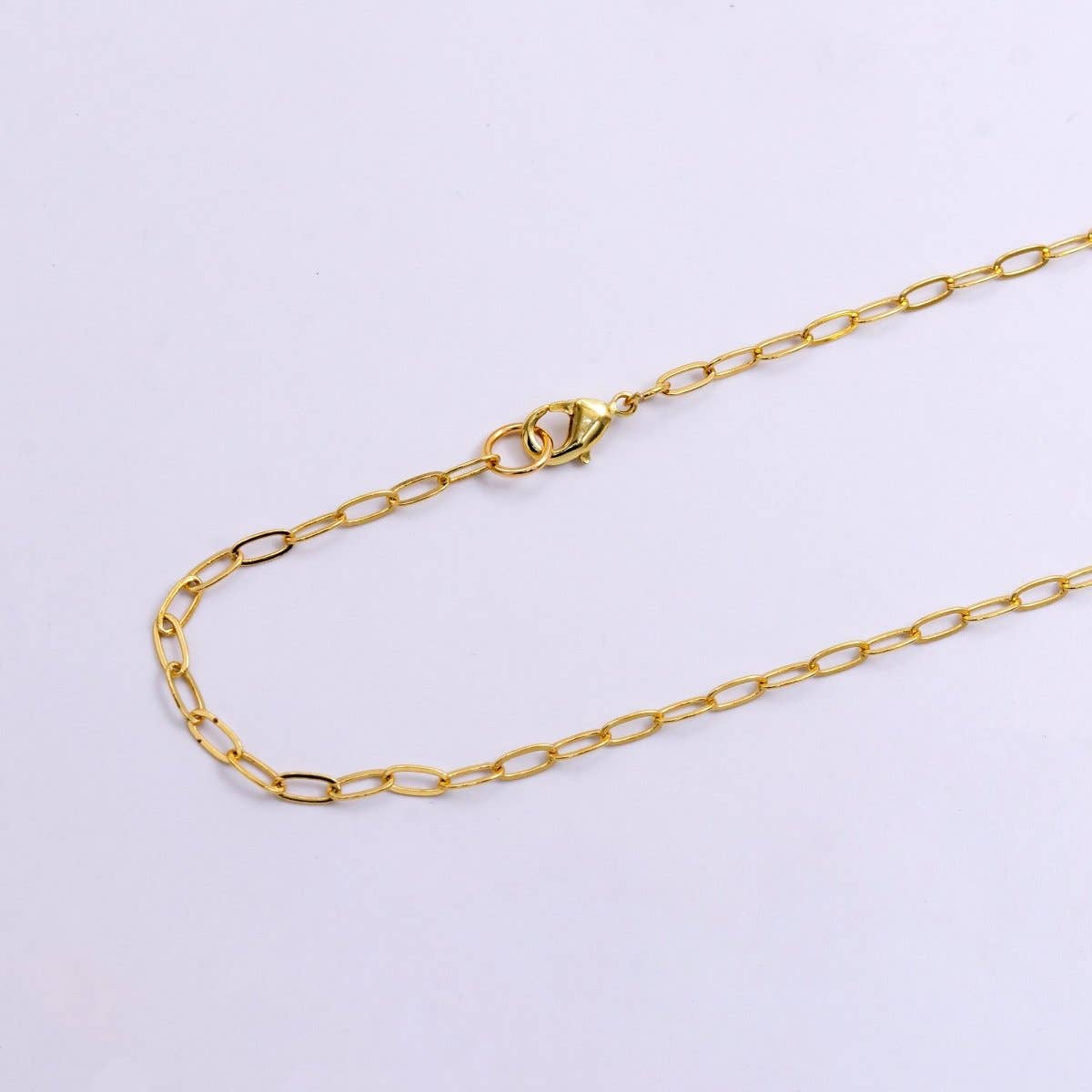 Aim Eternal - Wholesale Link & chain necklace - 14K Gold Filled 3mm Paperclip Chain 17.5 inch Necklace | WA-24411