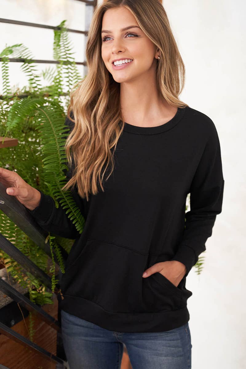 You & Me – wholesale Sweatshirt - Dam – PPT2063-LÅNGÄRMAD FRANSK FROTTÉ TOPP MED KÄNGURUFICKA21