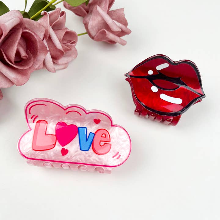 mildstyles – Engroshandel Hårspænde - Dame – Mors dag gave Red Lips Kiss Spring Hair Claw Clips