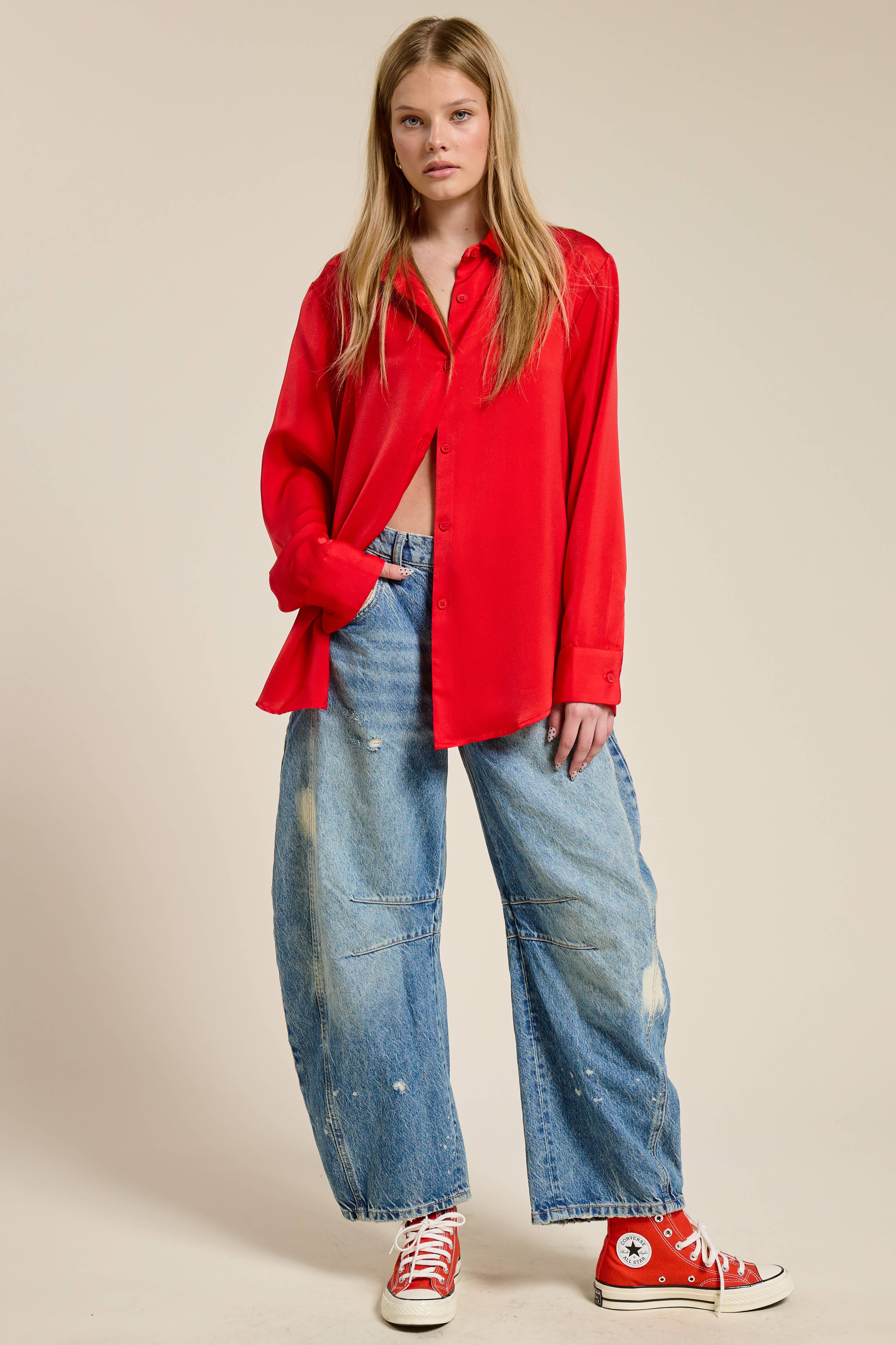 Mimosa - Vente Chemisier – femme - Blouse en satin soyeux à boutons3