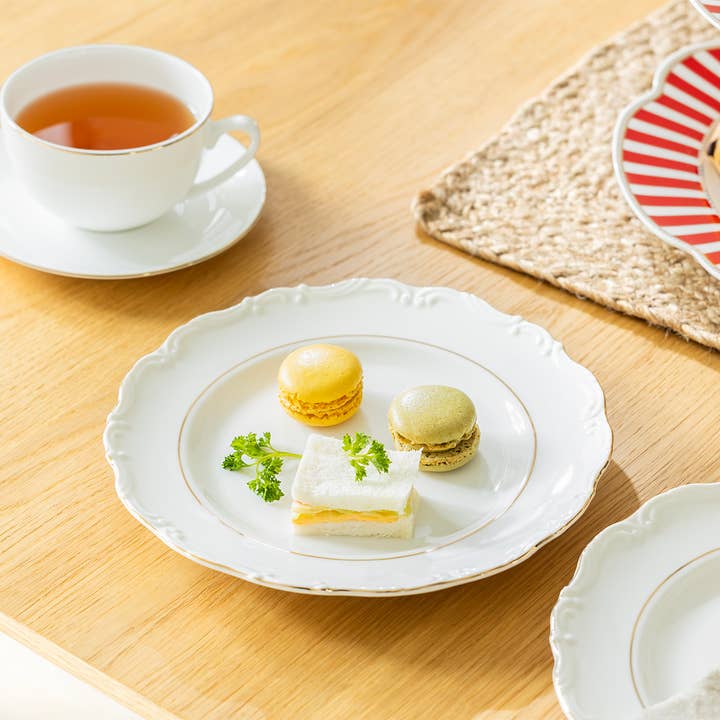 Grace Teaware - Wholesale Salad Plate - Rococo White Gold 8.5" Fine Porcelain Dessert Plate