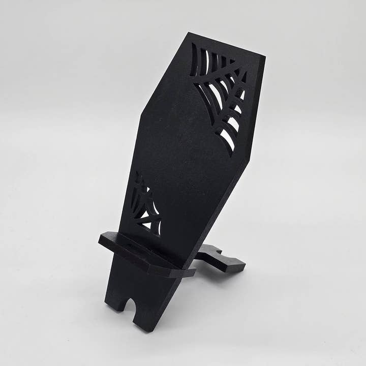 Support de téléphone en forme de cercueil avec toile d'araignée pour la vente par Noir Star Emporium