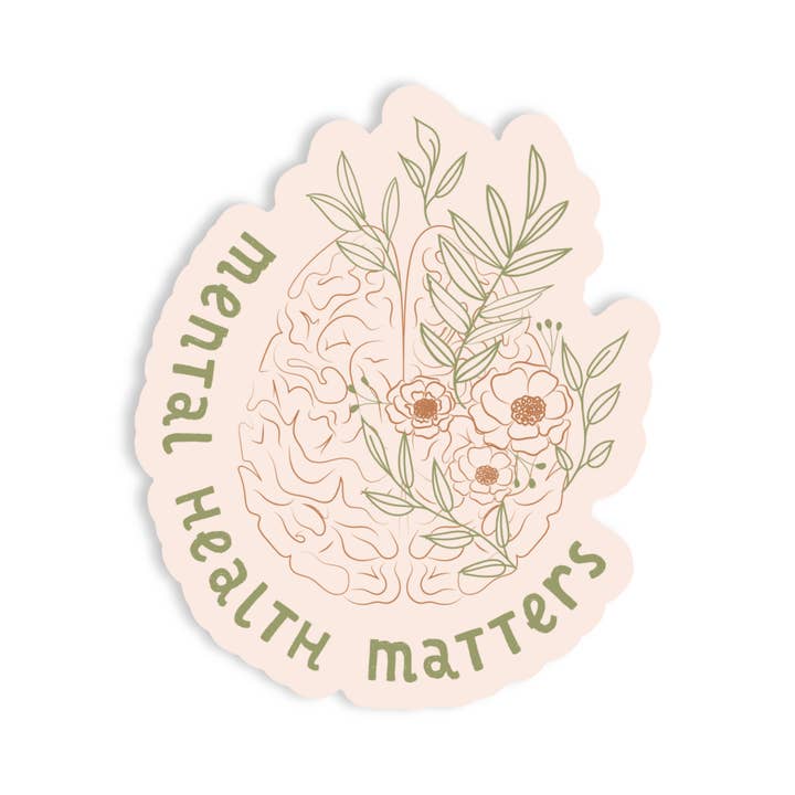 Mental Health Matters Therapy High Quality  Vinyl Sticker for wholesale by Juju and Moxie