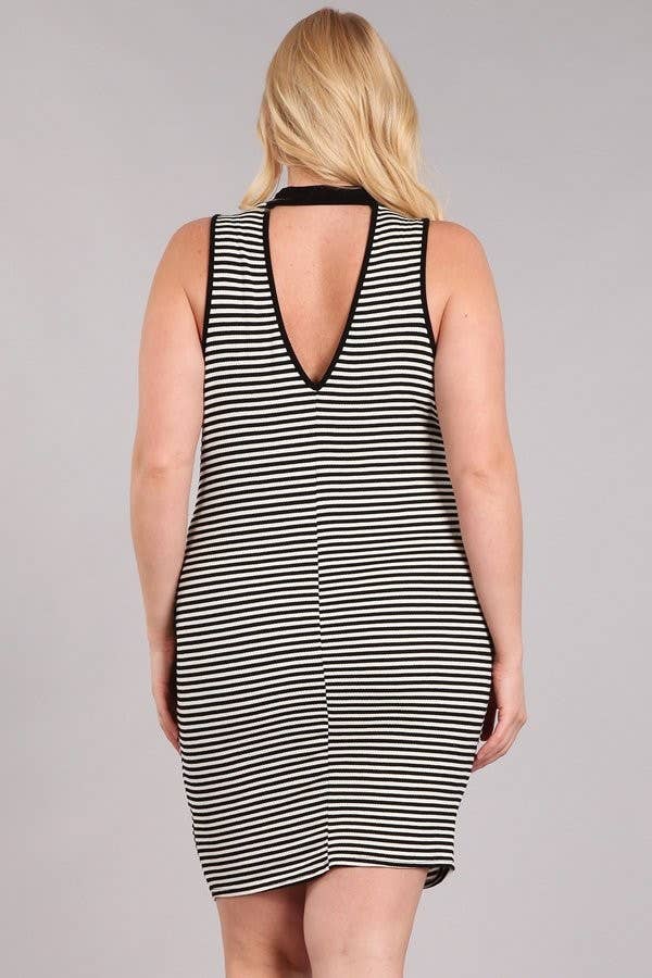Black White Striped Cut Out Dress for wholesale on Faire3