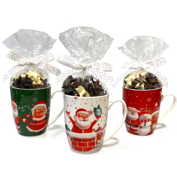WEIHNACHTSBECHER SORTIERT GEFÜLLT MIT SCHOKOLADEN - 125g für den Großhandel von ADG Diffusion