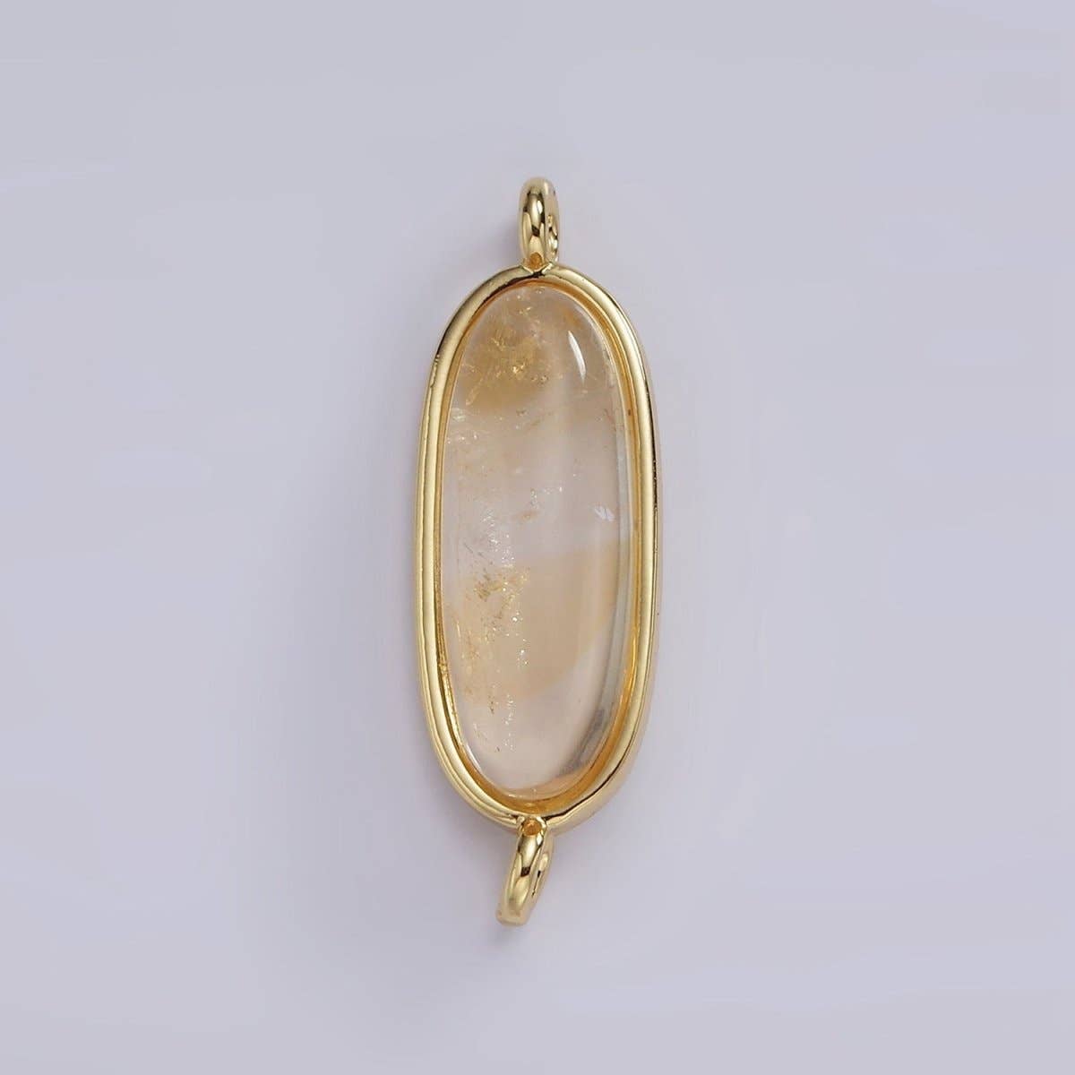 Aim Eternal - Wholesale Individual Charm/Pendant - 14K Gold Filled 24mm Natural Gemstone Oblong Bezel Connector | G229 - G2371