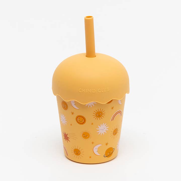Suns Orange Mini Smoothie Cup & Straw 200ml for wholesale by Chino Club
