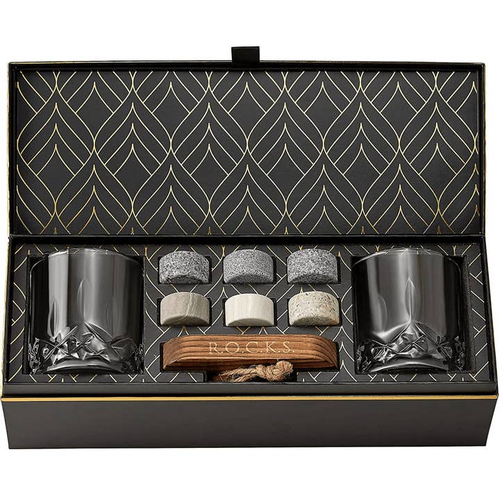 ROCKS Whiskey Chilling Stones - Wholesale Cocktail/Liquor Glass - The Connoisseur's Set - Signature Whiskey Glass Edition