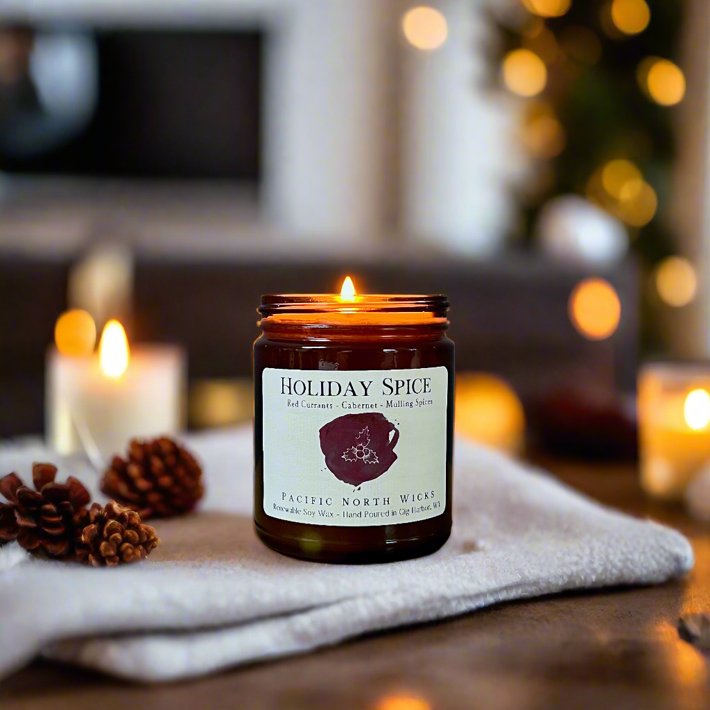 Pacific North Wicks - Wholesale Jar/Filled Candle - Holiday Spice Candle | Spiced Wine, Red Currant, Cabernet1