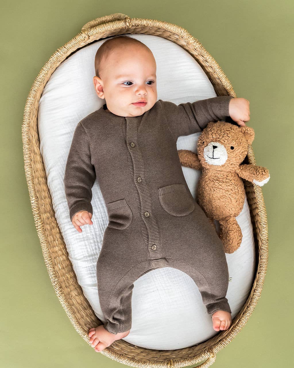 Viverano Organics - Wholesale Jumpsuit - Baby - Classic Pocket & Button Chunky Knit Baby Jumpsuit Organic16