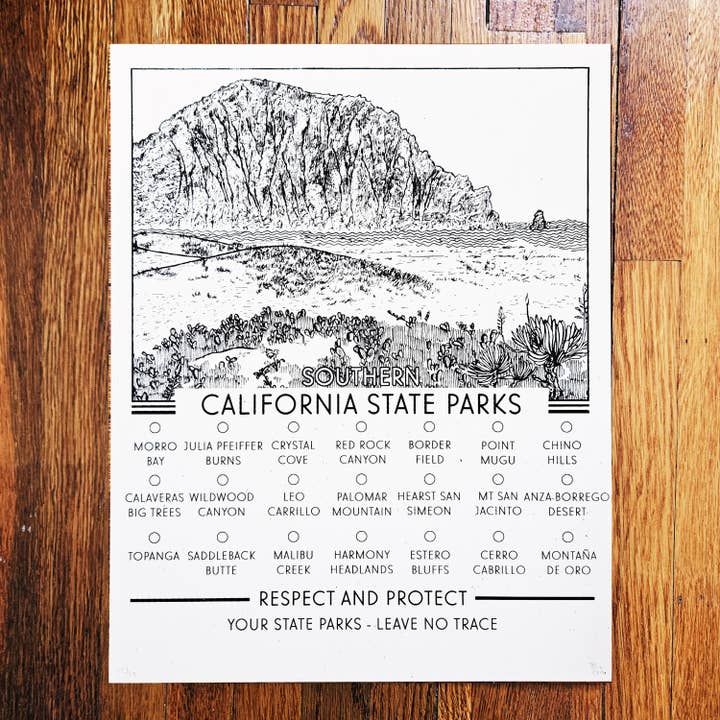 Southern California State Parks - Hand-pulled Screen Print for wholesale by BC Print Media