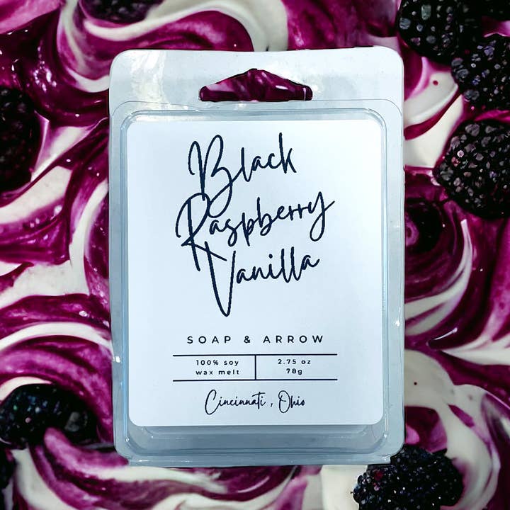 Svart hallon + vanilj 100% sojavax smält för wholesale av Home & Arrow