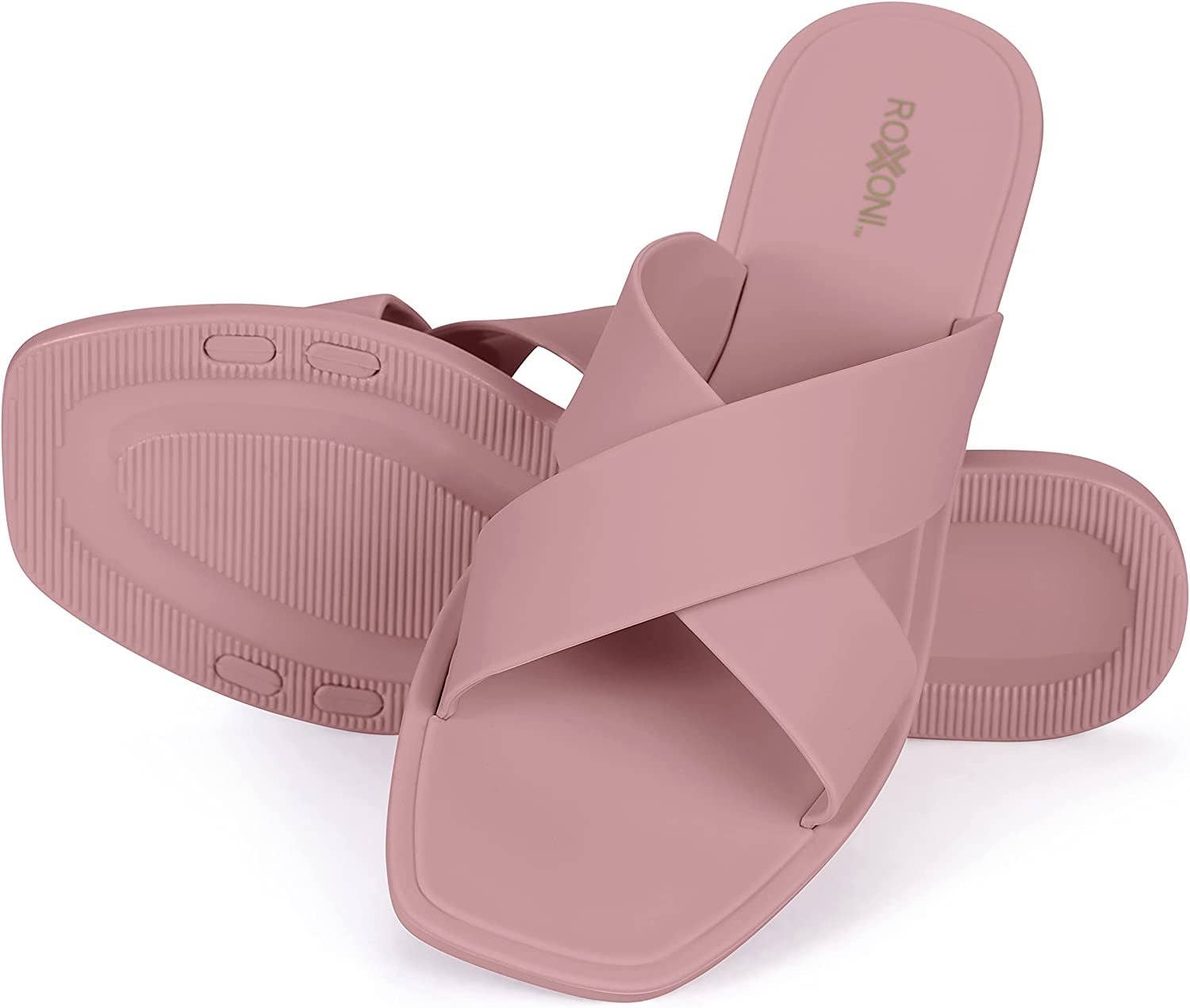 Roxoni - Vente Sandales – femme - Sandale à bretelles croisées de couleur mate pour femmes 31237