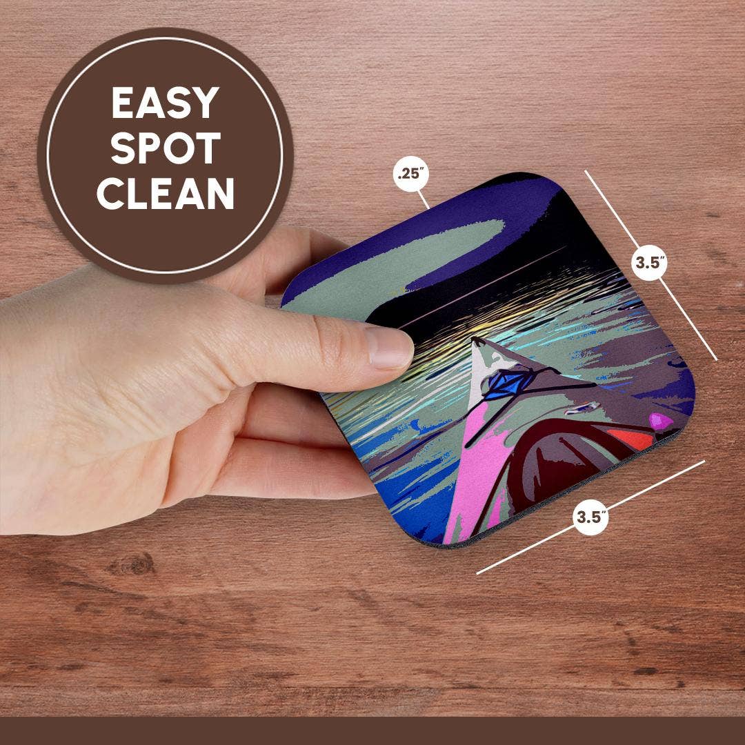 3dRose – wholesale Coasters – 3dRose, Cool fun Artsy Kayaking Art Design with Kayak boat on the Water, Coaster13