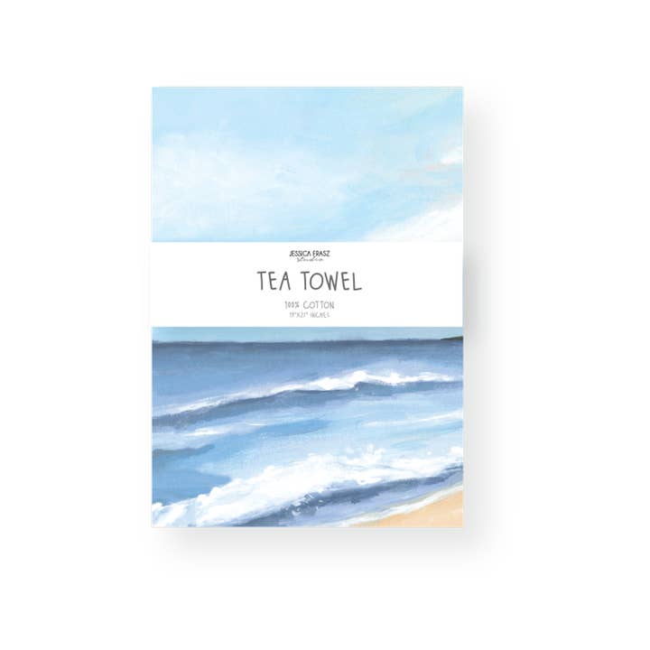 Jessica Frasz Studio - Wholesale Tea Towel - Ocean coastal decor tea towel