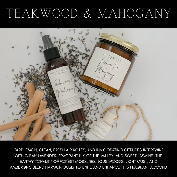 Hollowood Home and Candle - Wholesale Linen Spray - TEAKWOOD & MAHOGANY | LINEN SPRAY | MEN'S COLLECTION