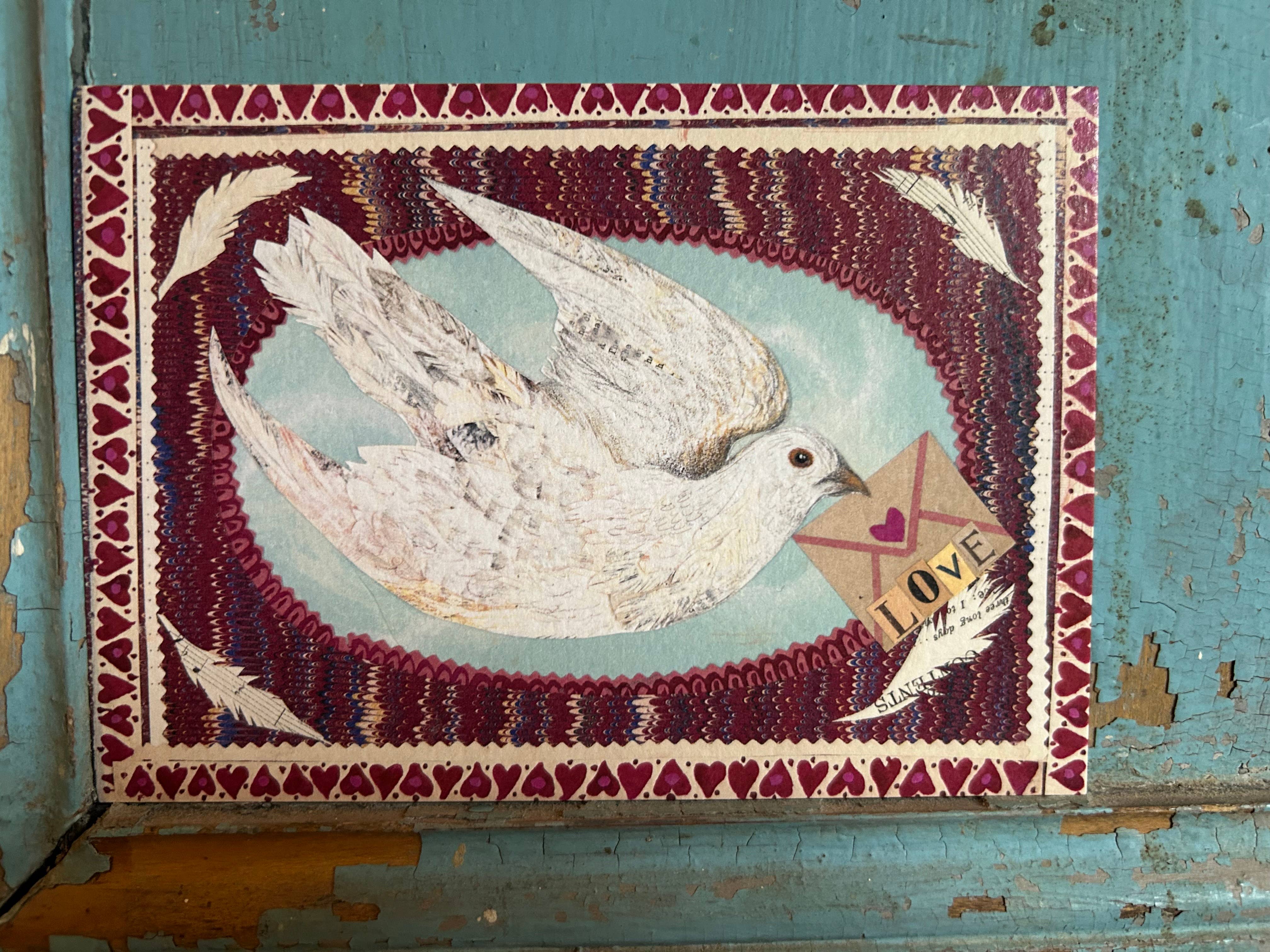 Clare O’Neill Artworks – wholesale Valentine's Day card – A6 Valentine Dove blank greeting card2