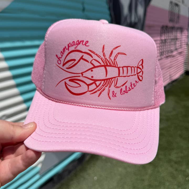 Champagne & Lobster Trucker Cap (Multiple Color Options) for wholesale by Turquoise & Tequila