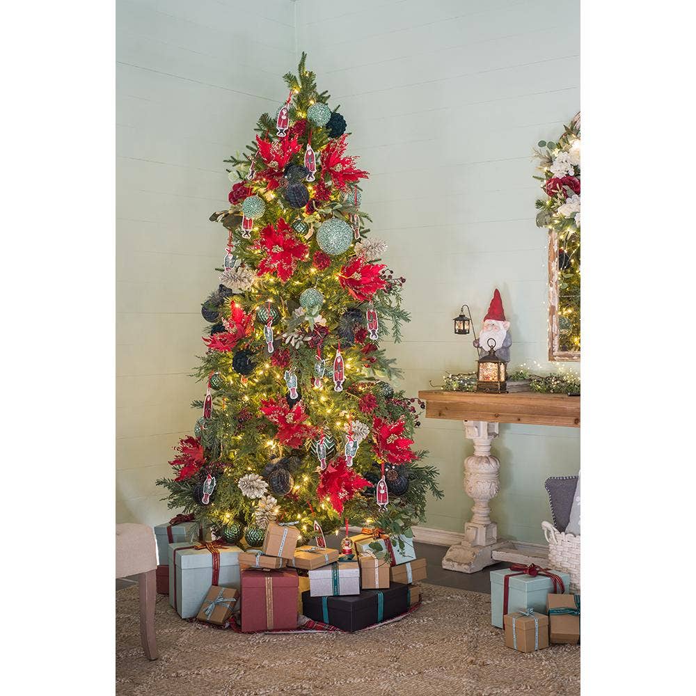 A&B Home Group Inc. - Wholesale Ornament - D5x5.5" Mercury Glass Chevron Pattern Ball Ornament - Green7