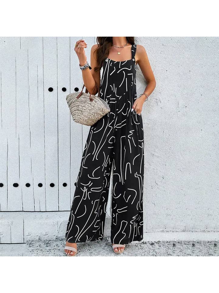 Lily Clothing - Wholesale Jumpsuit - Women's - TEMPERAMENT ELEGANT PRINTING JUMPSUIT_CWSJS0326