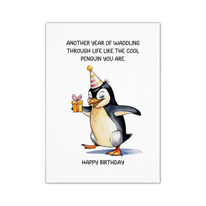 Unique Funny Birthday Card - Penguin for wholesale by Smirk & Scribble