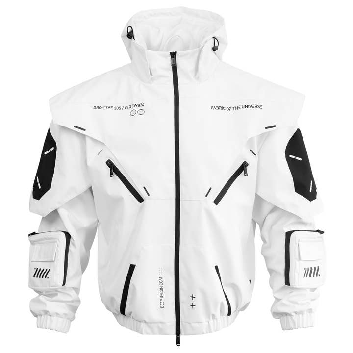 Manteau de Reconnaissance Profonde Blanc DRC-305 pour la vente par Fabric of the Universe