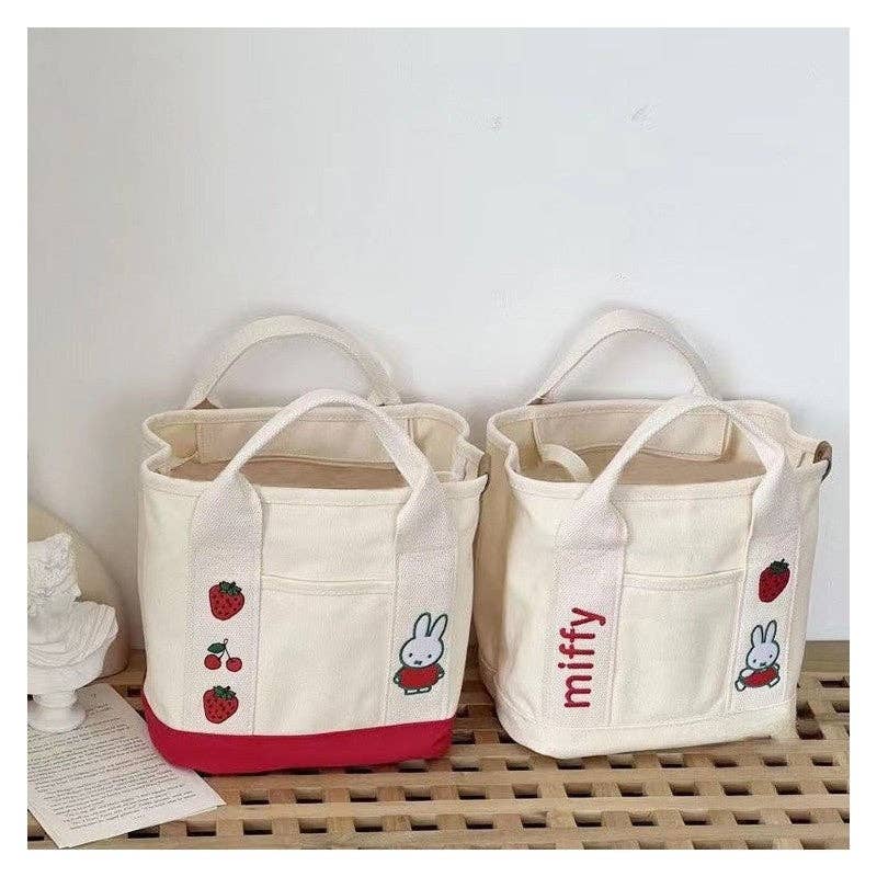 FurDecoration - Wholesale Tote Bag - Women's - Cute Rabbit Embroidered Canvas Tote Bag7