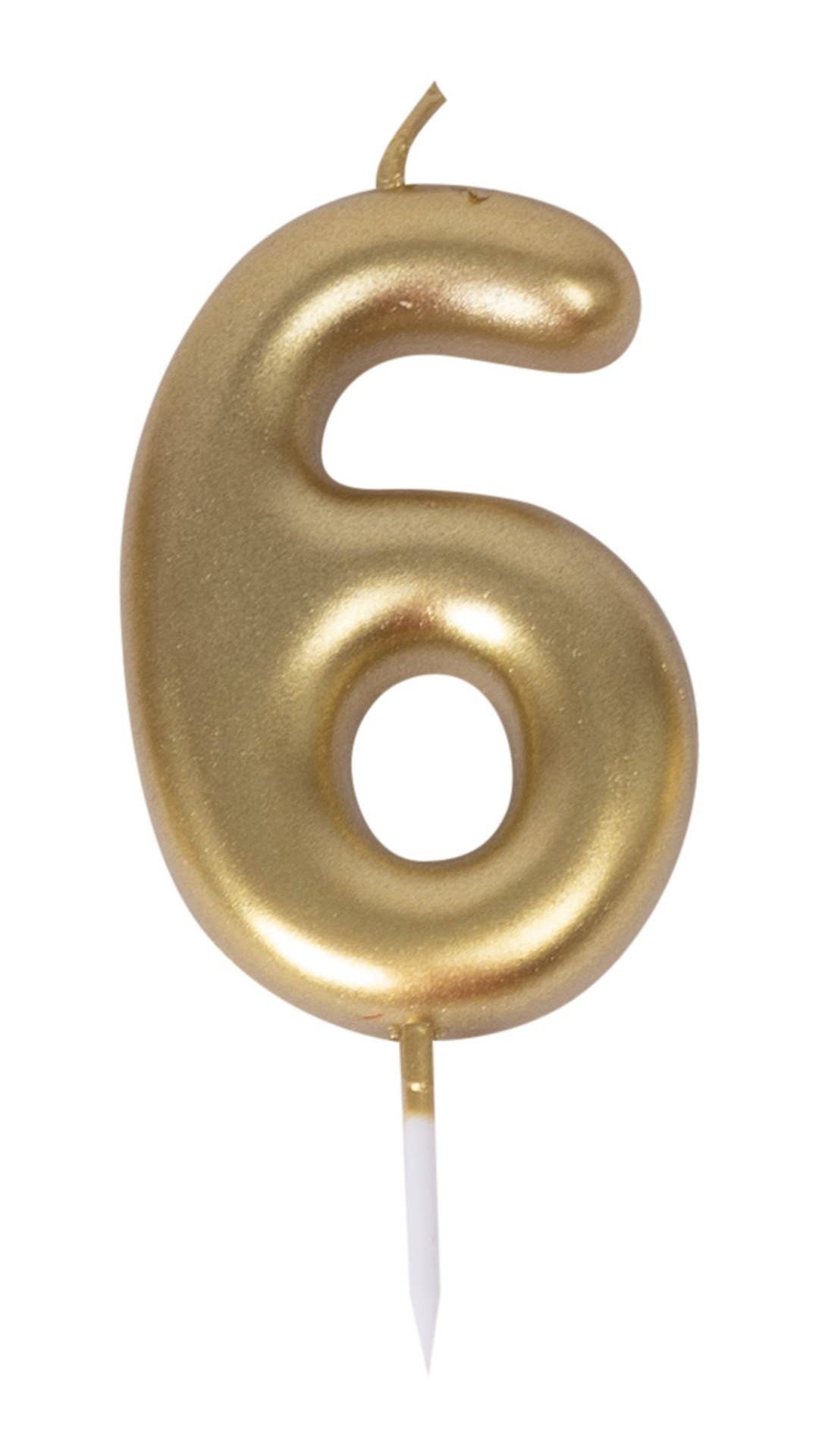 P'tit Clown - Vendita all'ingrosso Candeline per torte - Candela dorata a forma di numero 62