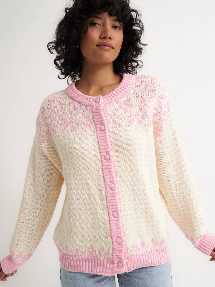 Callahan Knitwear – Großhandel Strickpullover – Damen – Übergroße Maeve-Strickjacke - Rosa5