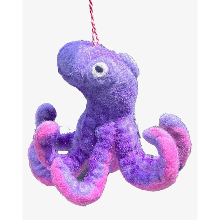 Giftsland - Wholesale Ornament - Felt ornament, octopus purple