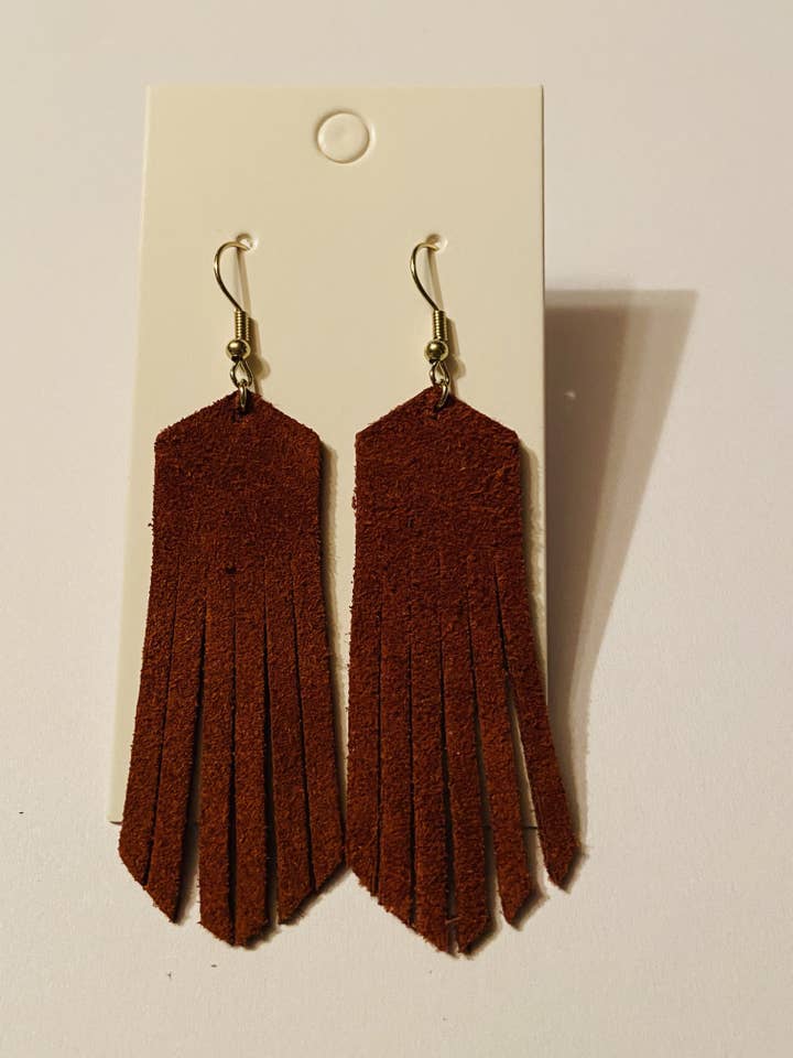 Brown Fringe Earrings for engroshandel hos K Leather Designs