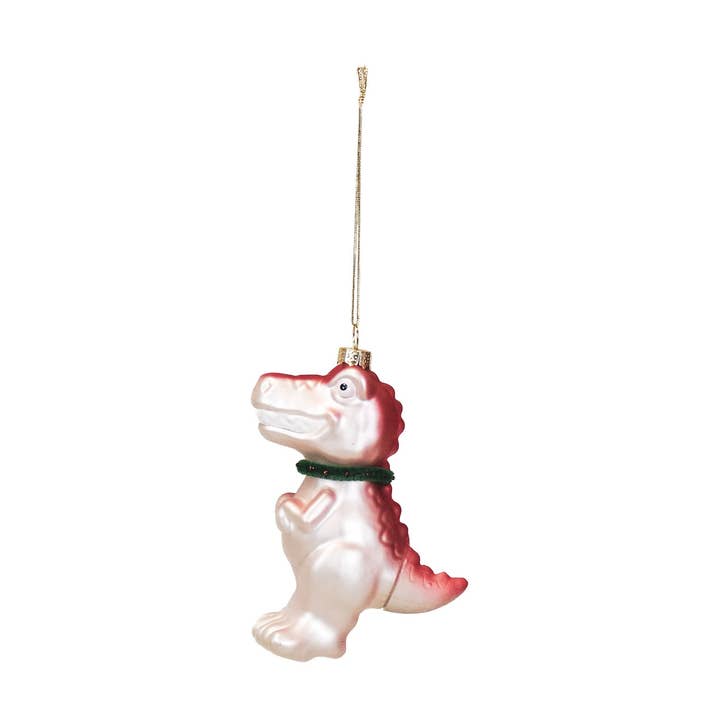 Xmas Hanger - Dino - Glass - Pink - 4,5x9,5x12,5cm for wholesale by Housevitamin bv