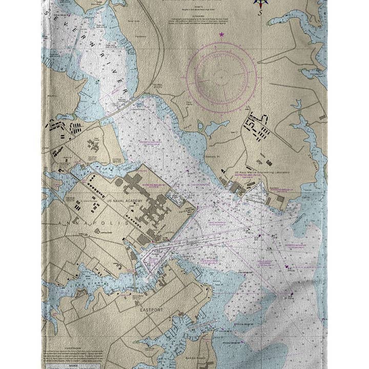 Annapolis Map Beach Towel for wholesale by Betsy Drake Interiors