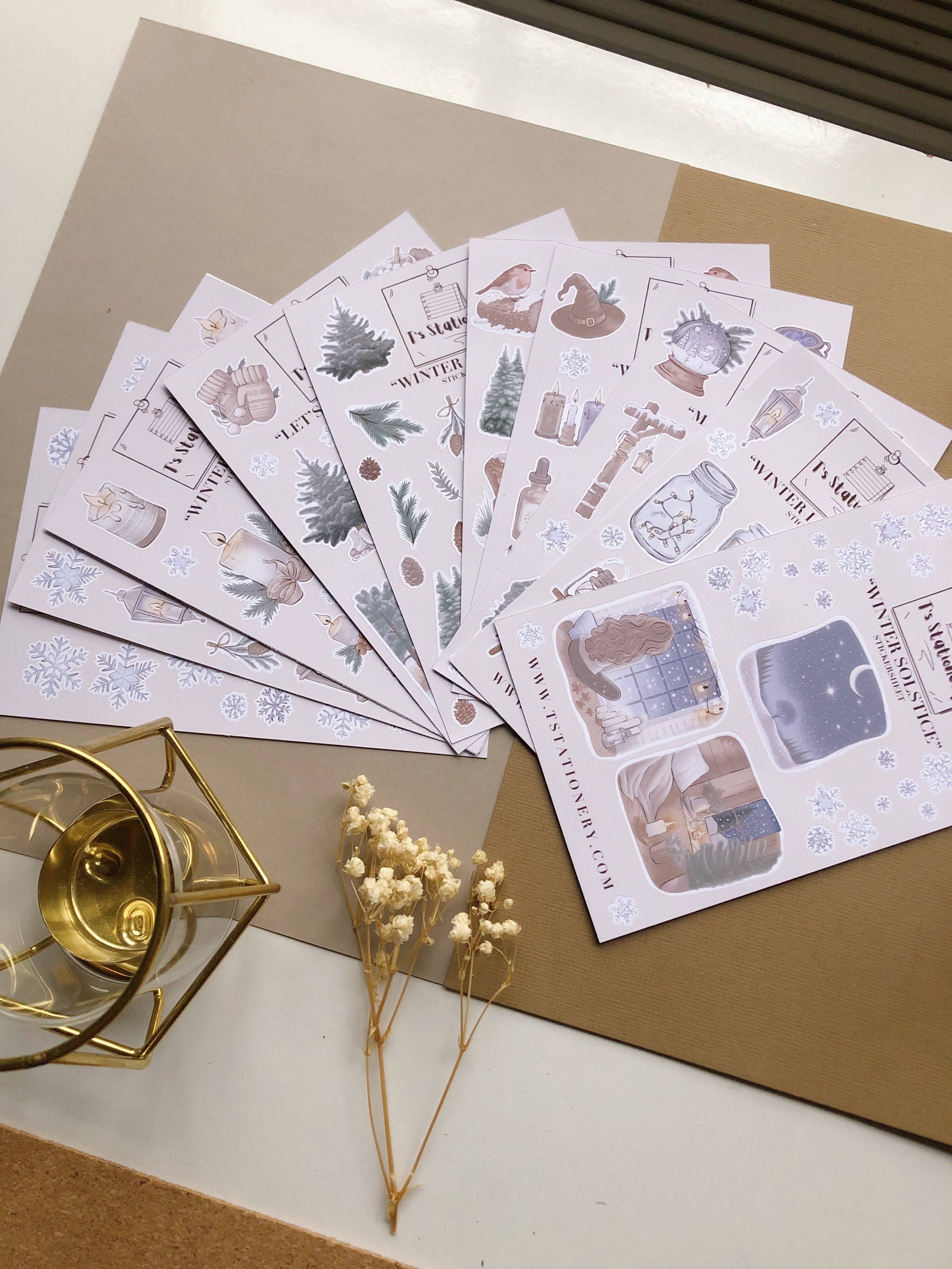 T's Stationery - Vente Autocollant - Lot de 10 autocollants « Forêt d'hiver »1