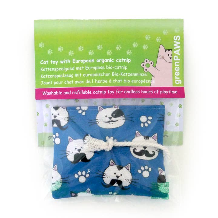 BIGOTE AZUL | Juguete para gatos con catnip lavable y recargable para venta al por mayor de kattenspeelgoed greenPAWS