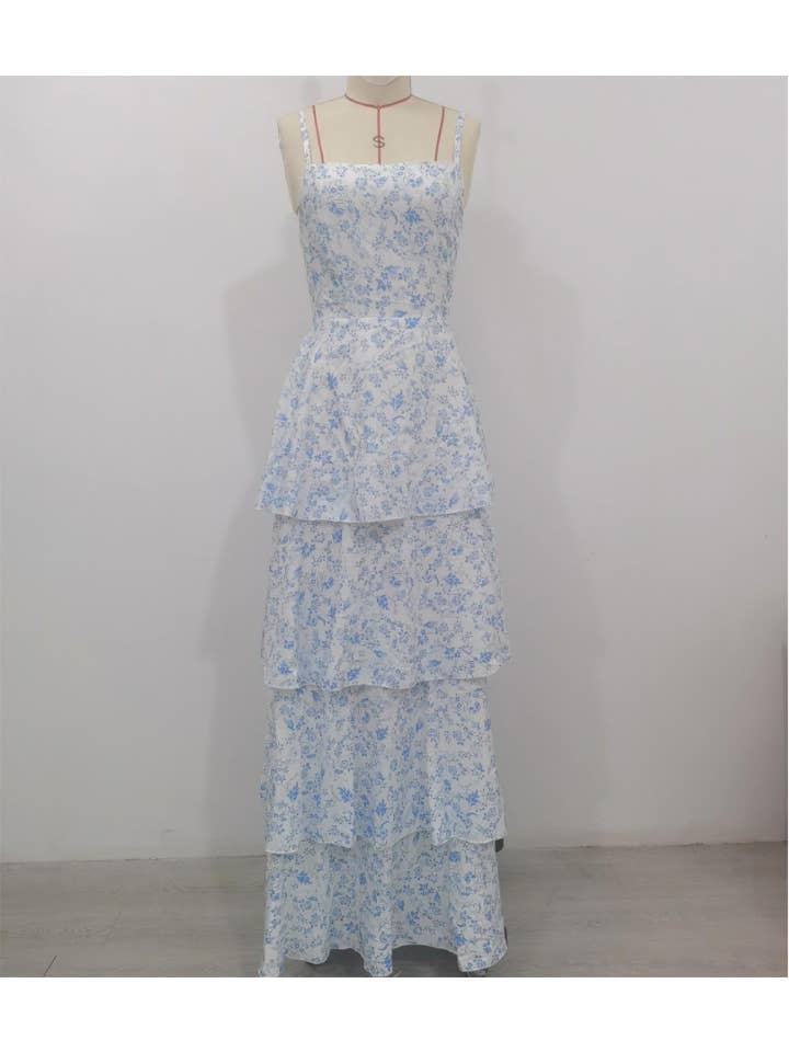 Rosa Clothing - Wholesale Dress - Women's - Bow Party Floral Maxi Tiered Dress
